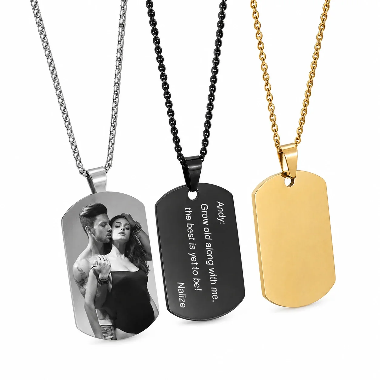 Stainless Steel Dog Tag Necklace with Photo Engraving