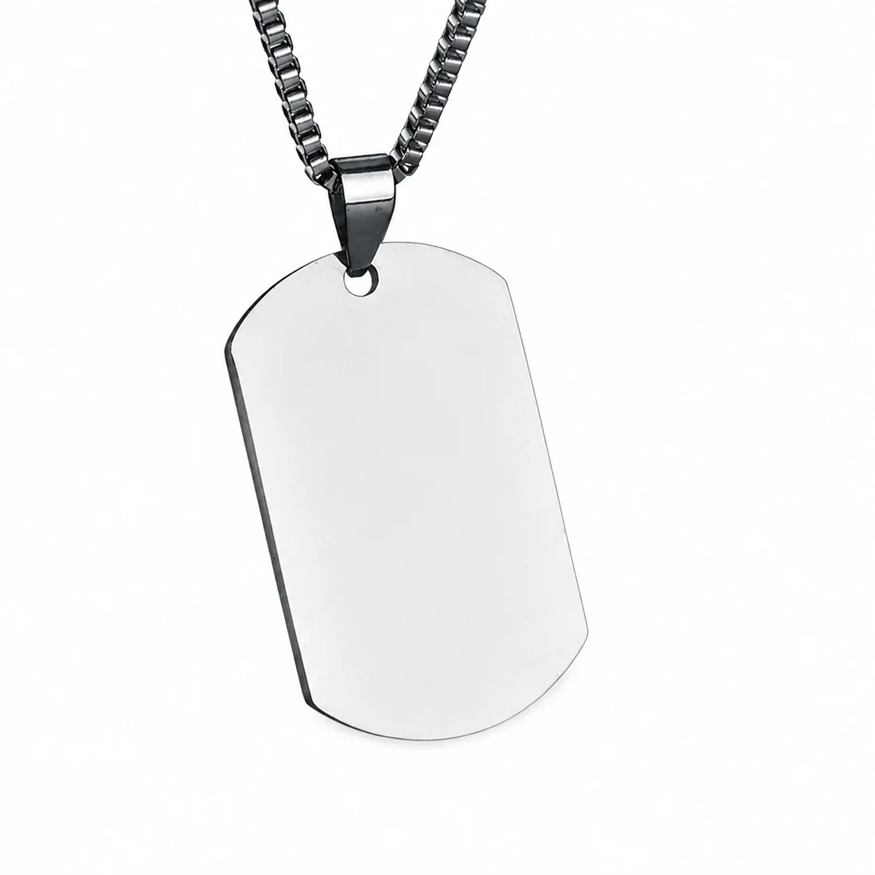 Stainless Steel Dog Tag Necklace with Photo Engraving - Silver with Box