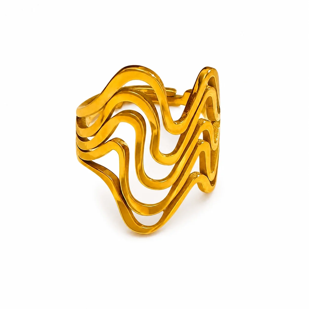 Sculptural 316 Stainless Steel Wave Cutout Ring