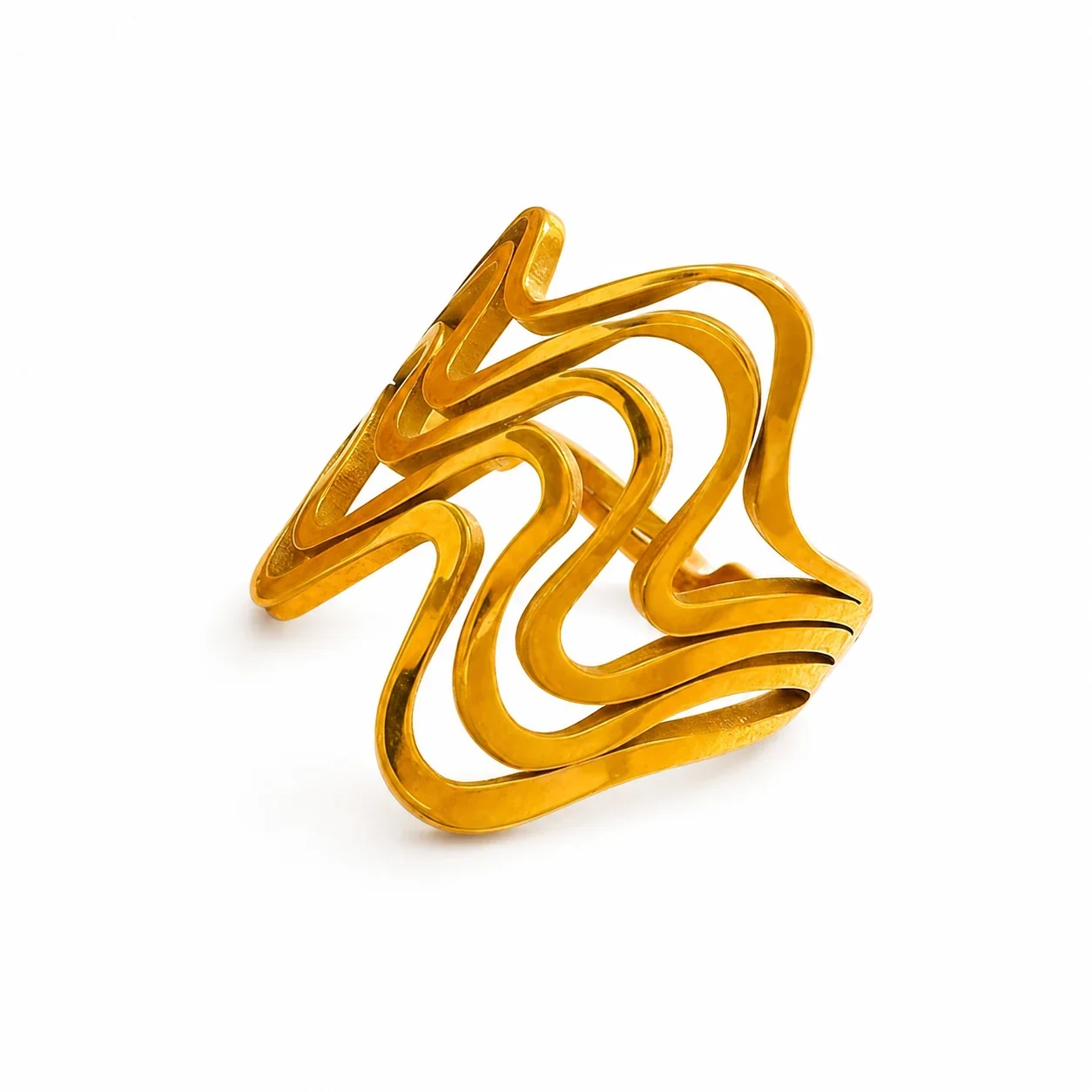 Sculptural 316 Stainless Steel Wave Cutout Ring