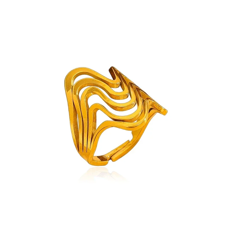 Sculptural 316 Stainless Steel Wave Cutout Ring