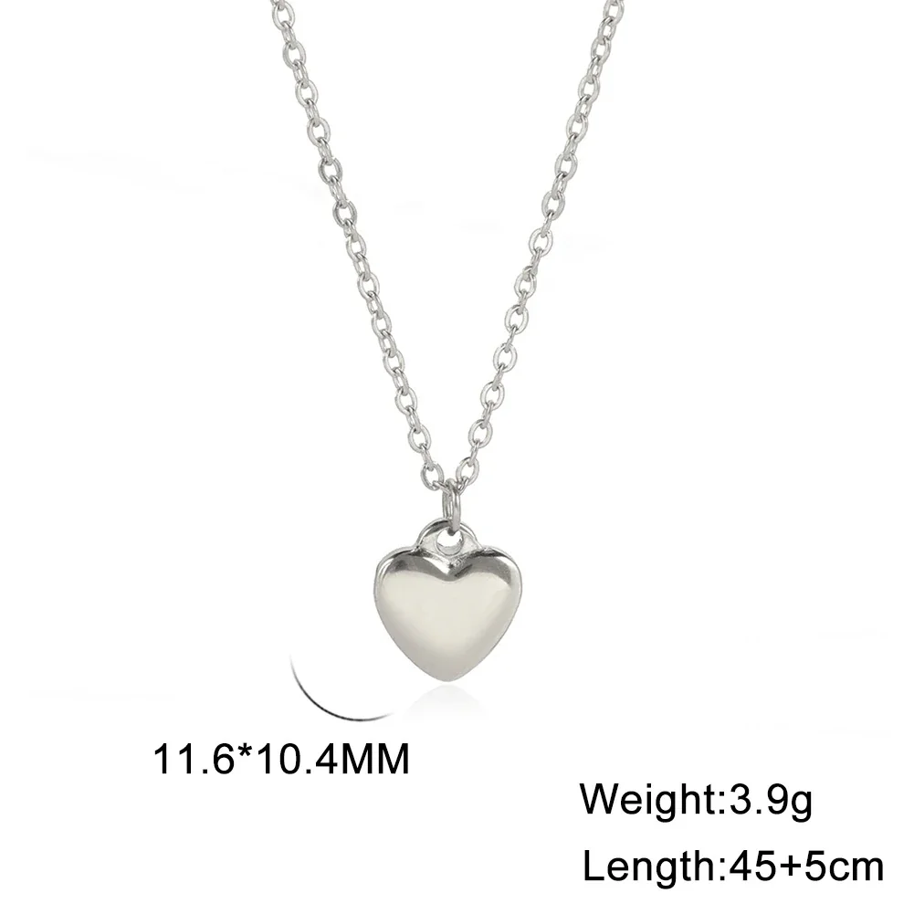 Polished Gold-Plated Heart Pendant Stainless Steel Necklace