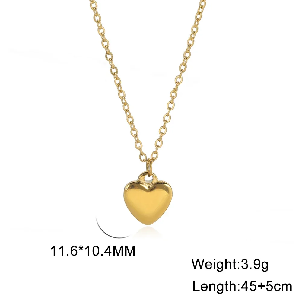 Polished Gold-Plated Heart Pendant Stainless Steel Necklace - Gold