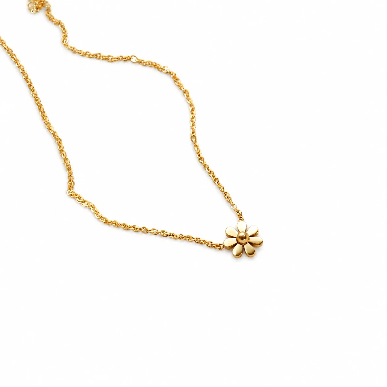 Daisy Pendant Necklace with Eight Petals in 18K Gold-Plated Steel - Gold Daisy