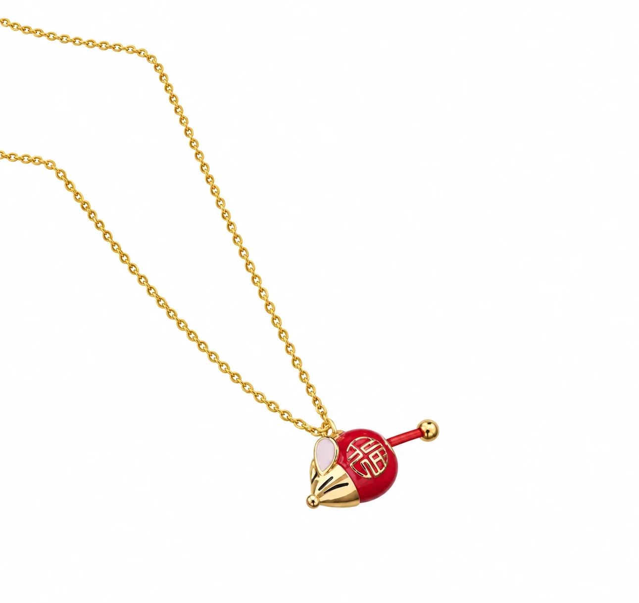 Daisy Pendant Necklace with Eight Petals in 18K Gold-Plated Steel - Lucky Rat