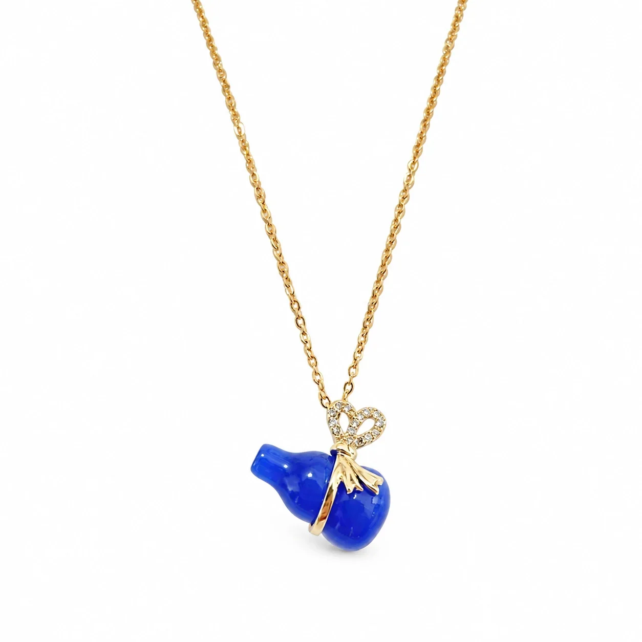 Daisy Pendant Necklace with Eight Petals in 18K Gold-Plated Steel - Blue Gourd