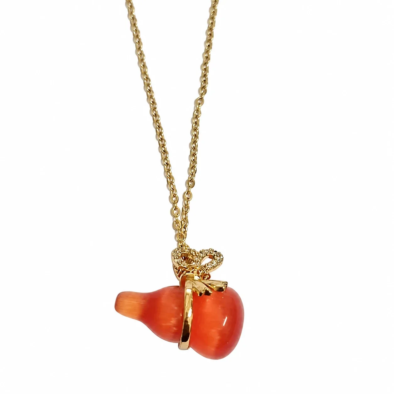 Daisy Pendant Necklace with Eight Petals in 18K Gold-Plated Steel - Red Gourd