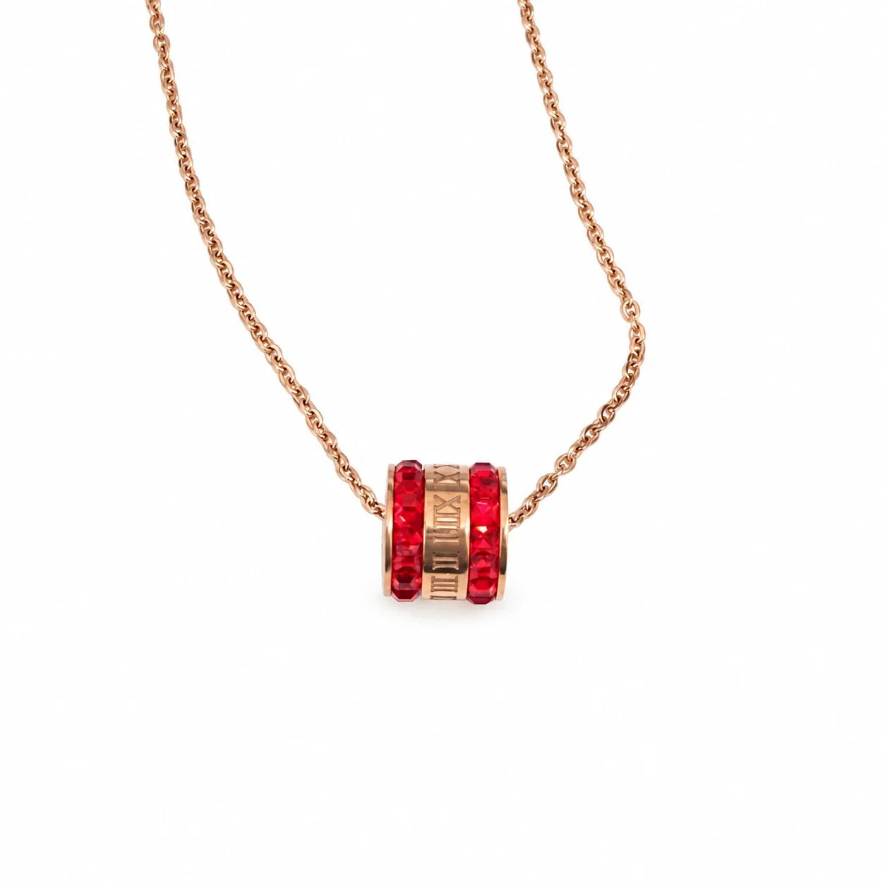 Daisy Pendant Necklace with Eight Petals in 18K Gold-Plated Steel - Cylinder