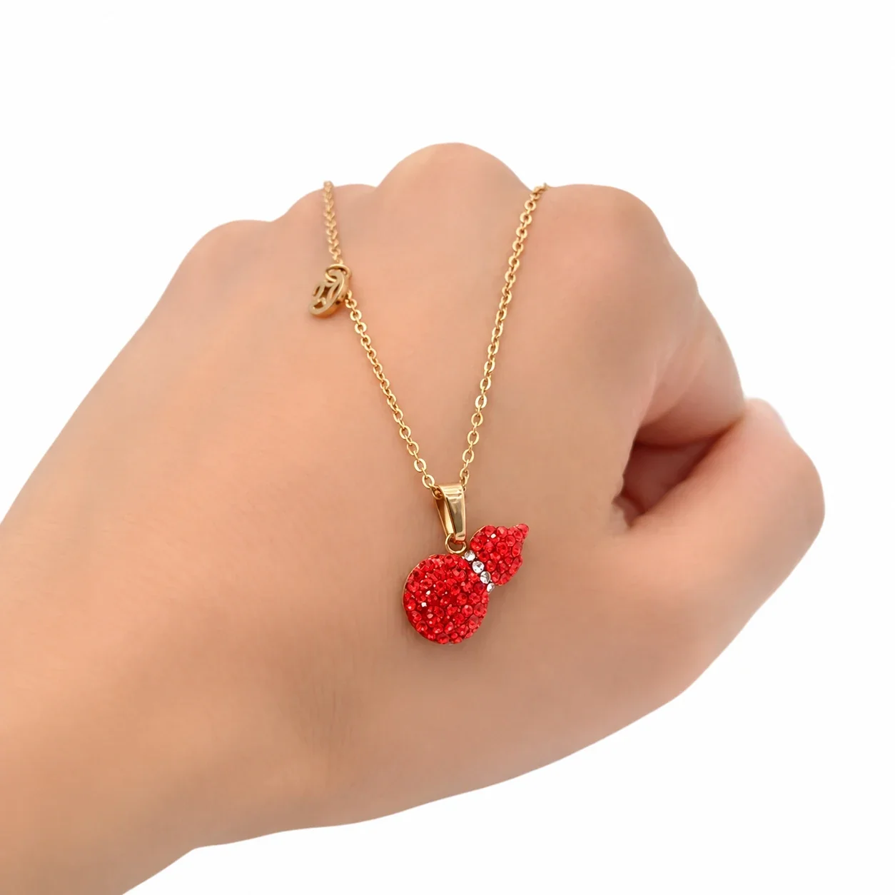 Daisy Pendant Necklace with Eight Petals in 18K Gold-Plated Steel - Rose Gold Red Gourd