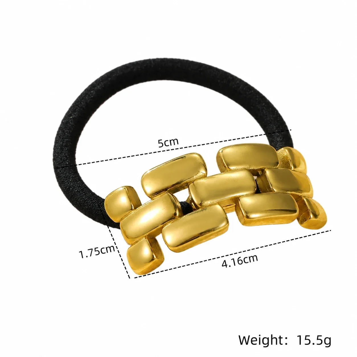 Foto del producto: Hair Tie with Geometric Link Slider in 18K Gold-Plated Steel