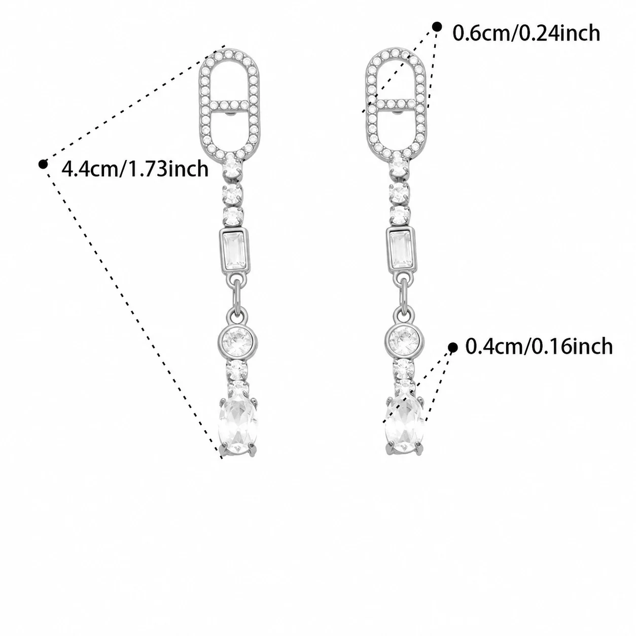 Foto del producto: Pendientes colgantes con eslabones de cristal y tallas mixtas, acero inoxidable 316