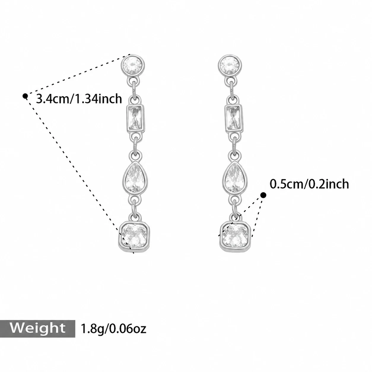 Foto del producto: Pendientes colgantes con eslabones de cristal y tallas mixtas, acero inoxidable 316