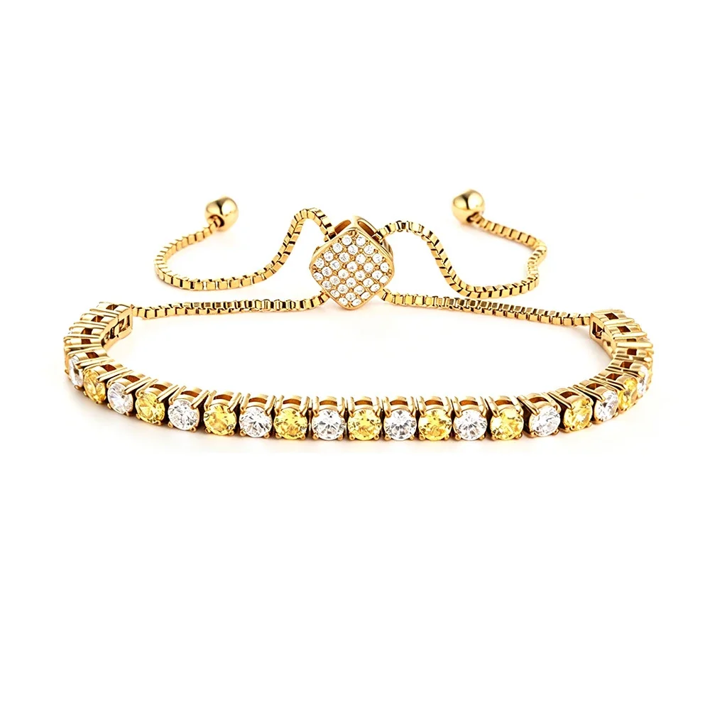 Polished 316 Stainless Steel Pavé Slider Tennis Bracelet