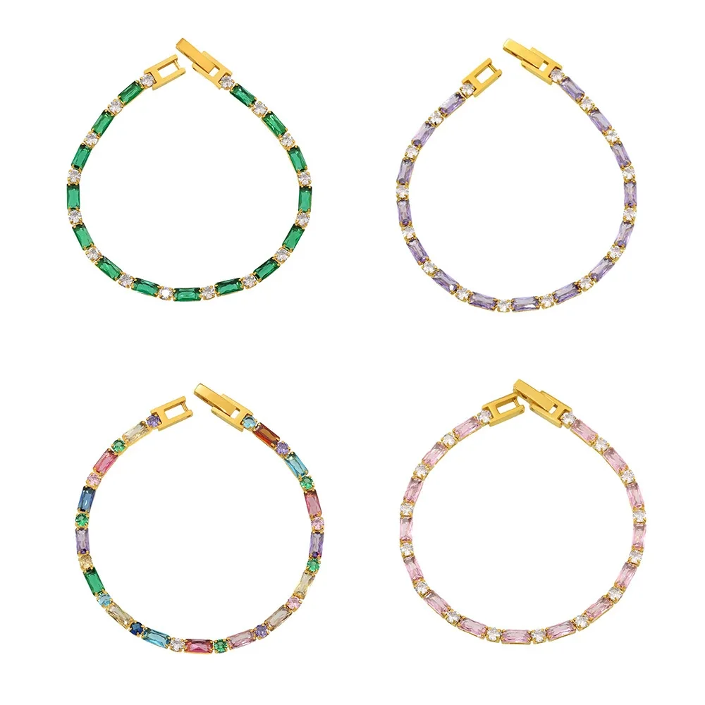 Refined 18K Gold-Plated Baguette CZ Tennis Bracelet