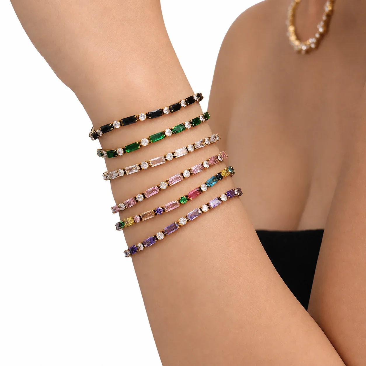 Refined 18K Gold-Plated Baguette CZ Tennis Bracelet
