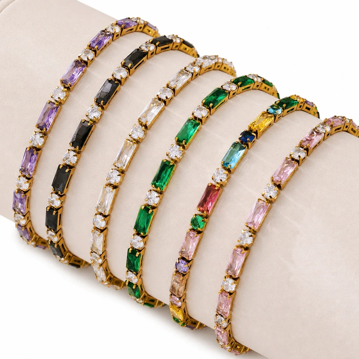 Refined 18K Gold-Plated Baguette CZ Tennis Bracelet