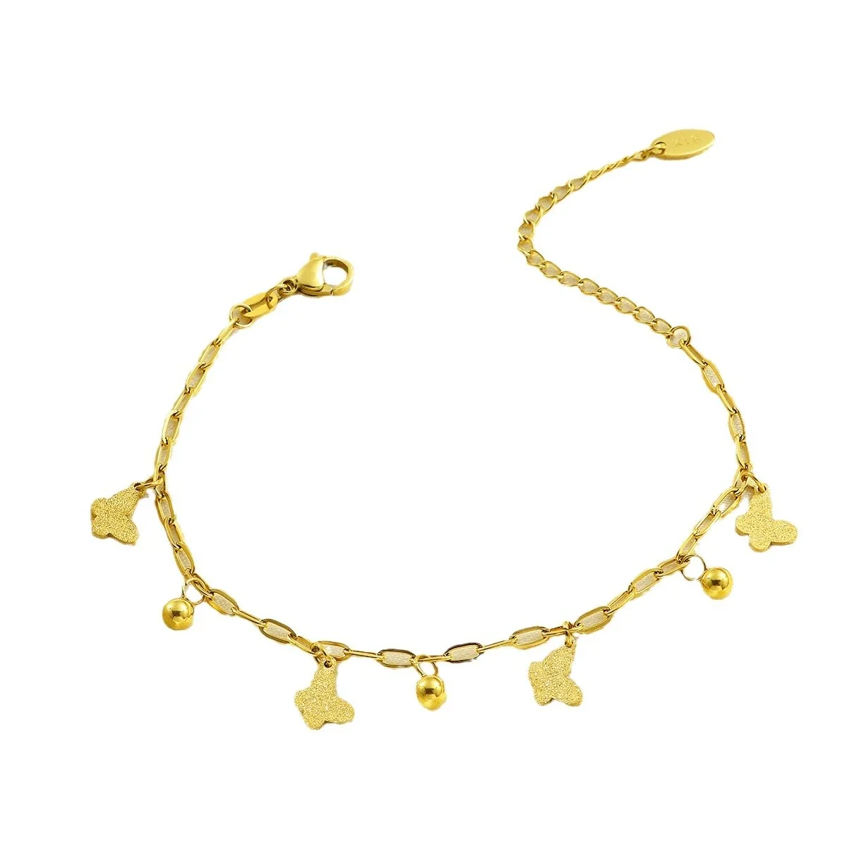 Dainty Gold-Plated Paperclip Butterfly Charm Bracelet