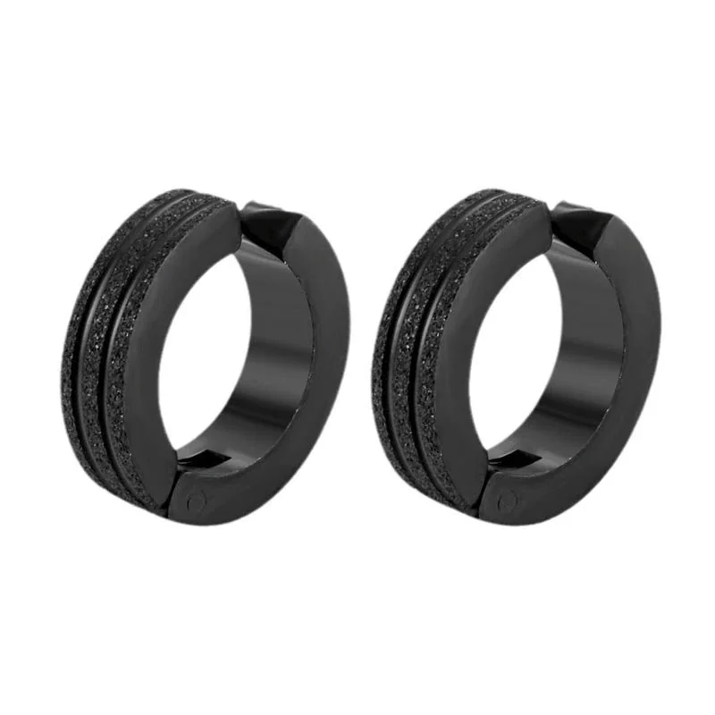 Sleek Stainless Steel Grooved Huggie Earrings