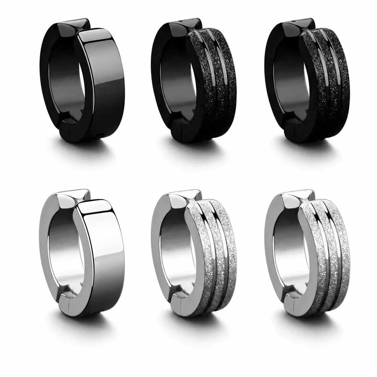 Sleek Stainless Steel Grooved Huggie Earrings
