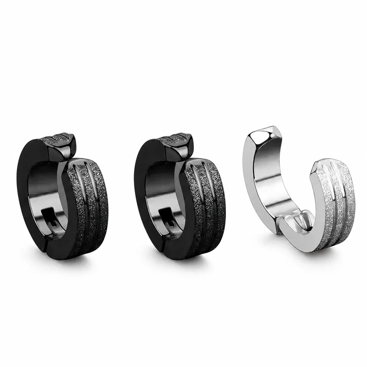 Sleek Stainless Steel Grooved Huggie Earrings