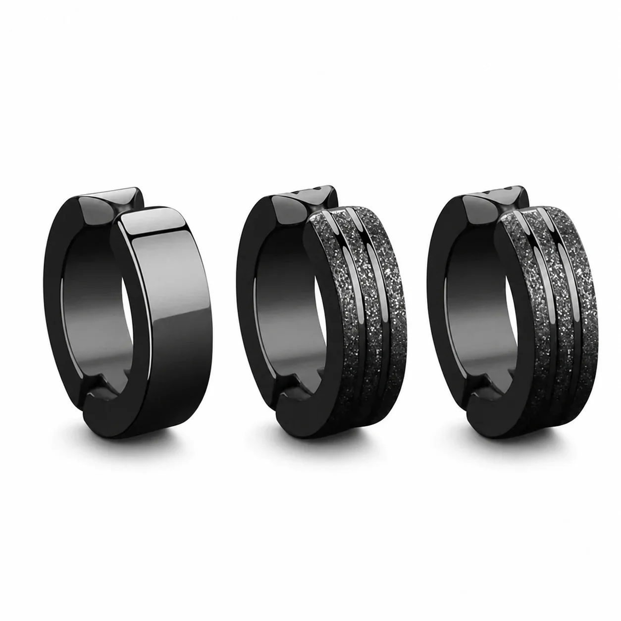 Sleek Stainless Steel Grooved Huggie Earrings