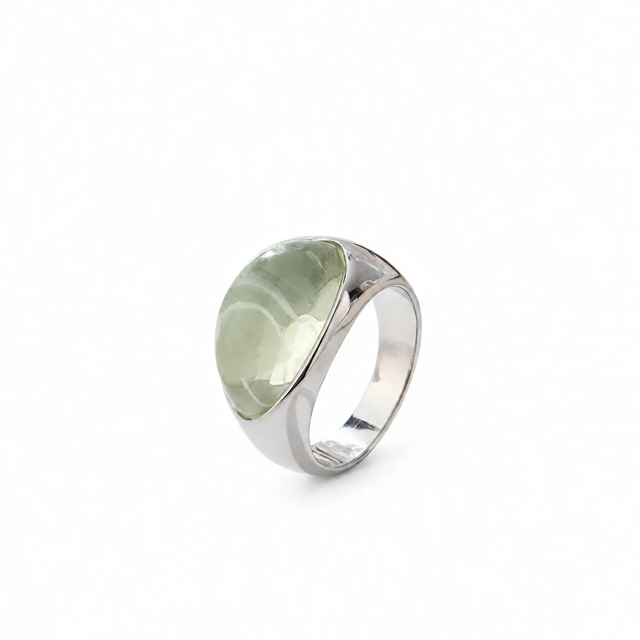 Oval Resin Signet Ring with Tapered Gold-Plated Stainless Steel