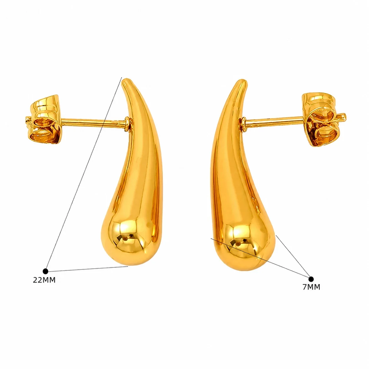 Sculptural Gold-Plated Beaded Hoop Stud Earrings - Gold Teardrop Stud