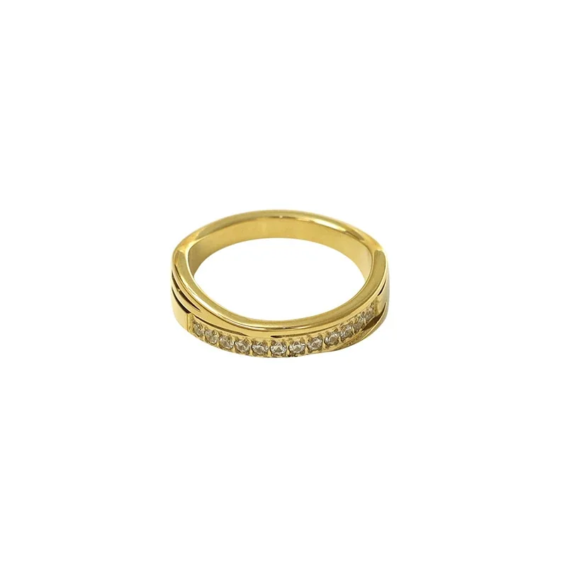 Refined 316 Stainless Steel Channel Stone Grooved Band Ring