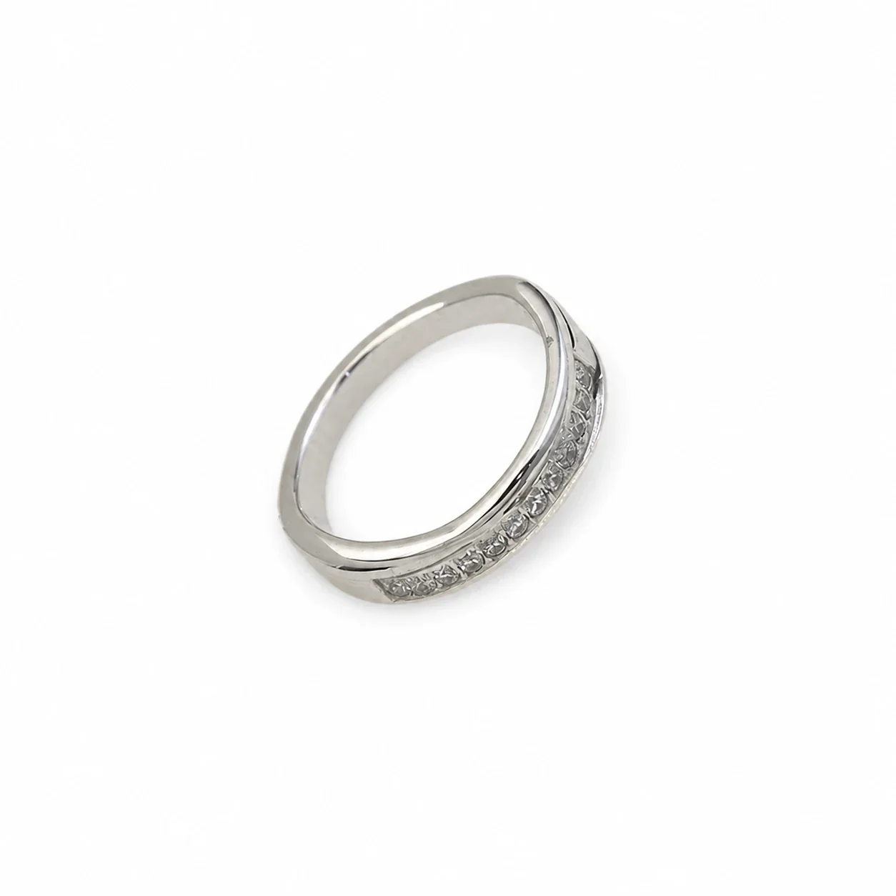 Refined 316 Stainless Steel Channel Stone Grooved Band Ring