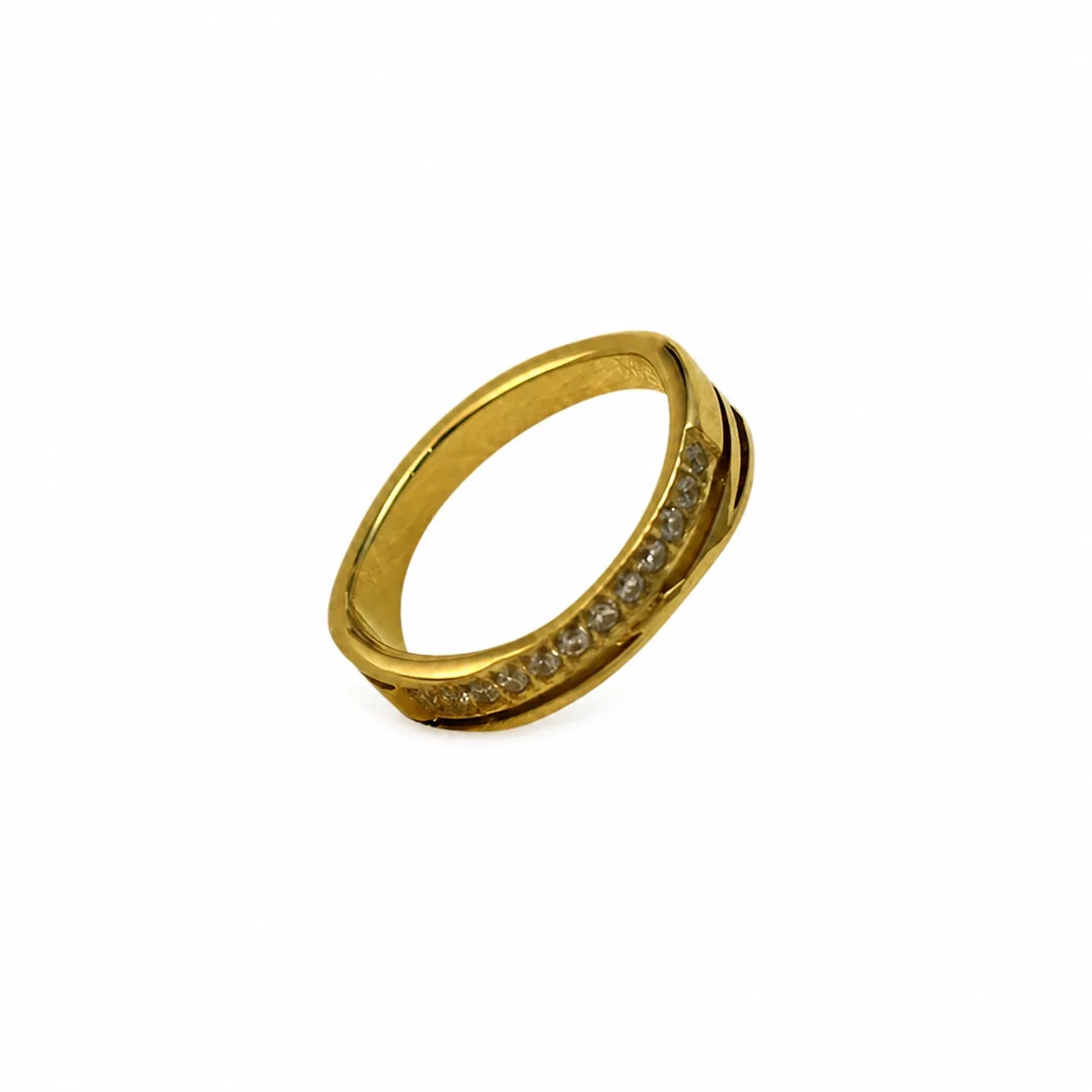 Refined 316 Stainless Steel Channel Stone Grooved Band Ring