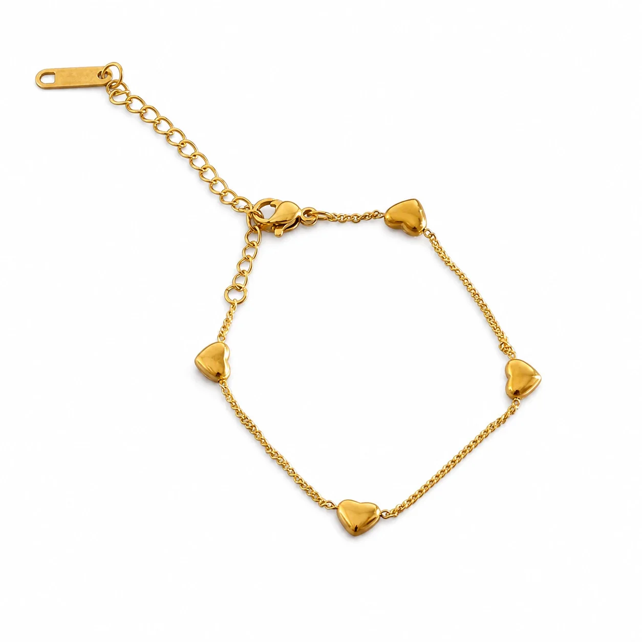 Delicate 18K Gold-Plated Heart Station Chain Necklace