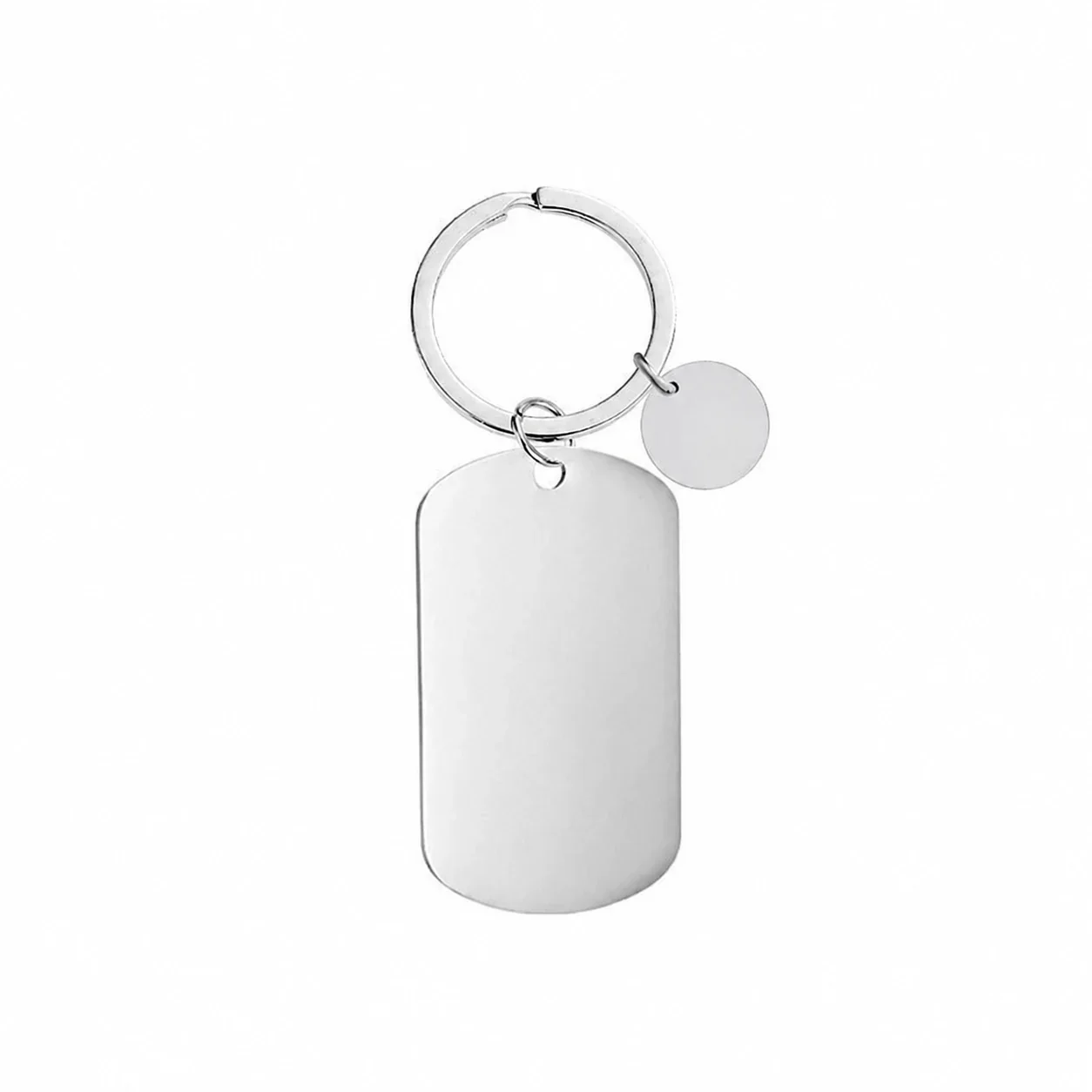 Keyring Pendants with Blank Dog Tag and Small Disc