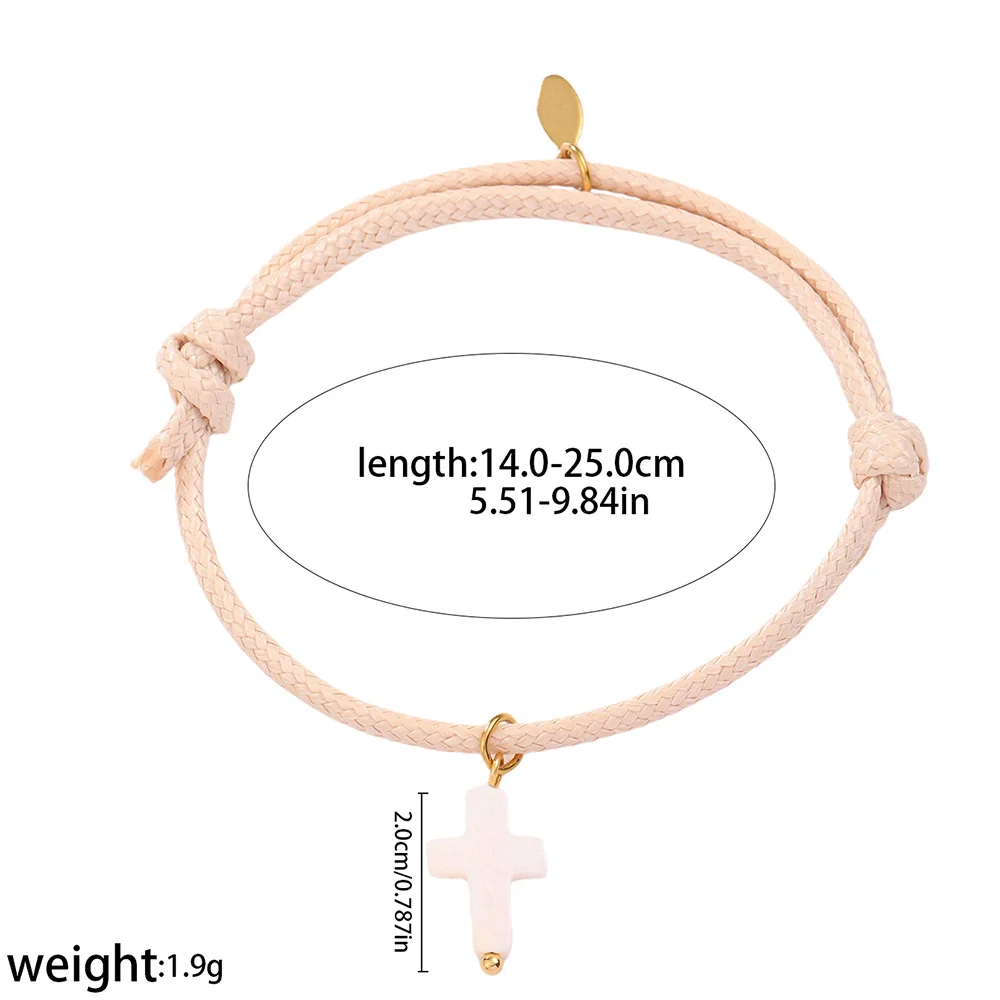 Cross Charm Braided Cord Bracelet in 316 Stainless Steel - Dimensions
