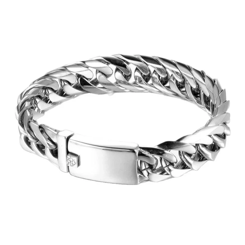 Bold 316 Stainless Steel Six-Sided Cuban Chain Bracelet