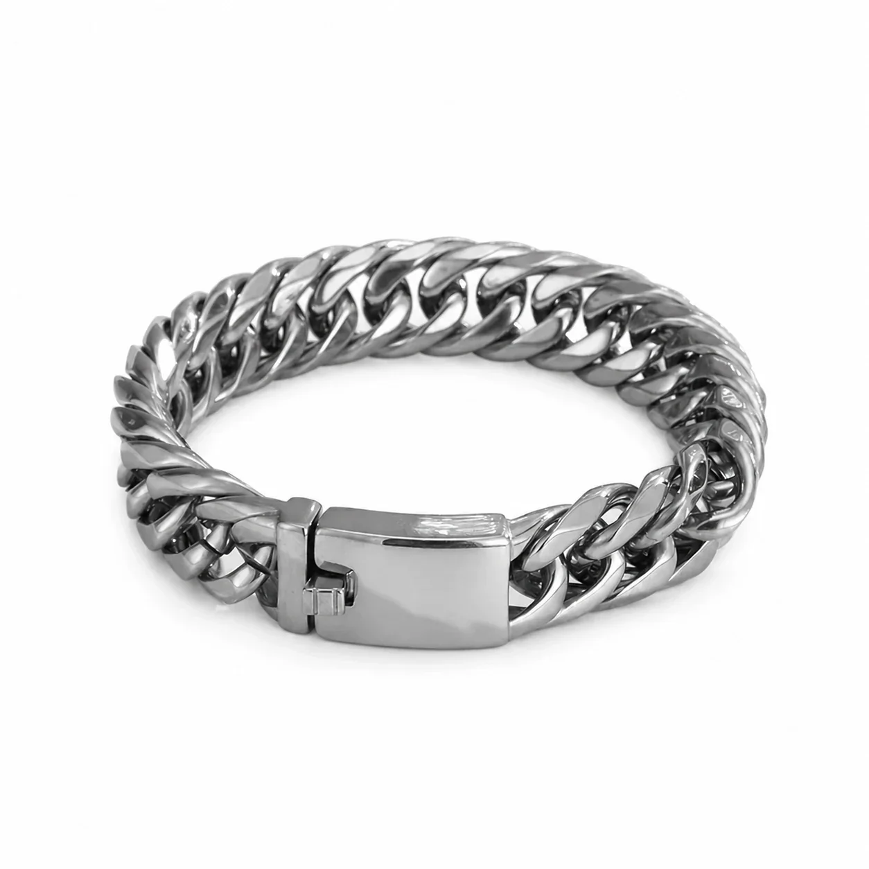 Bold 316 Stainless Steel Six-Sided Cuban Chain Bracelet