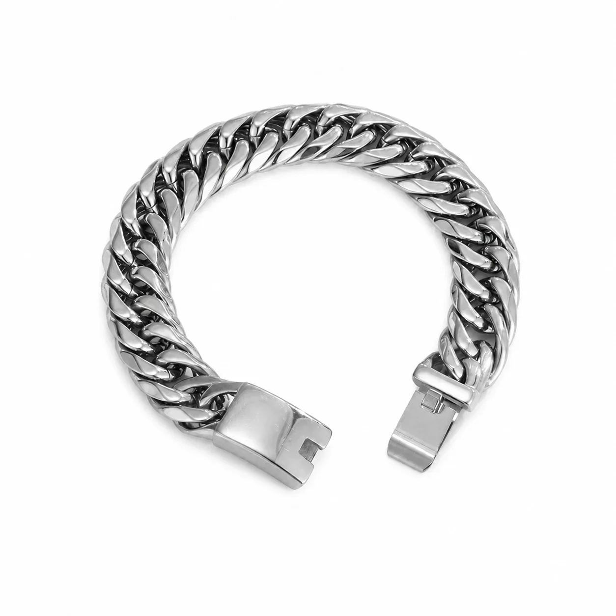 Bold 316 Stainless Steel Six-Sided Cuban Chain Bracelet
