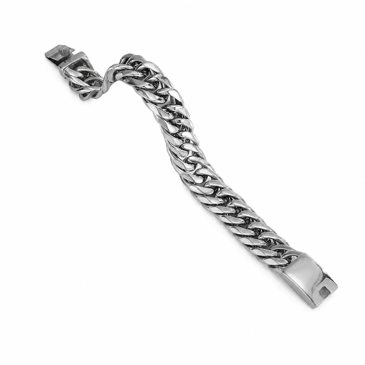 Bold 316 Stainless Steel Six-Sided Cuban Chain Bracelet