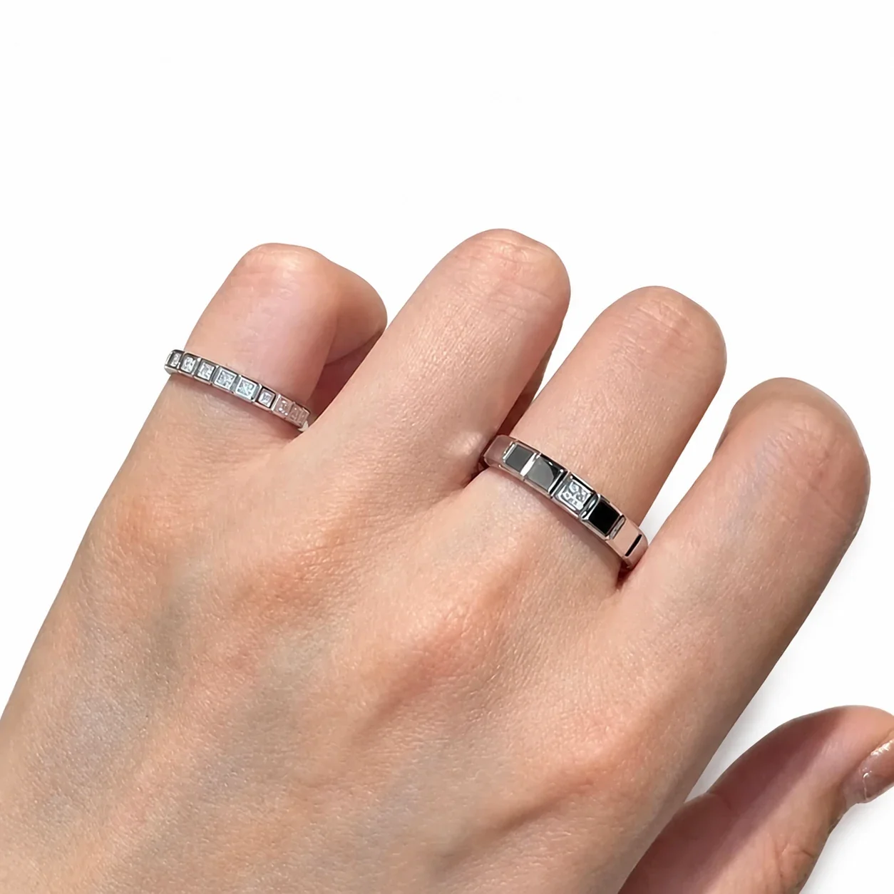Band Ring with Bezel CZ Grooves 316 Stainless Steel PVD