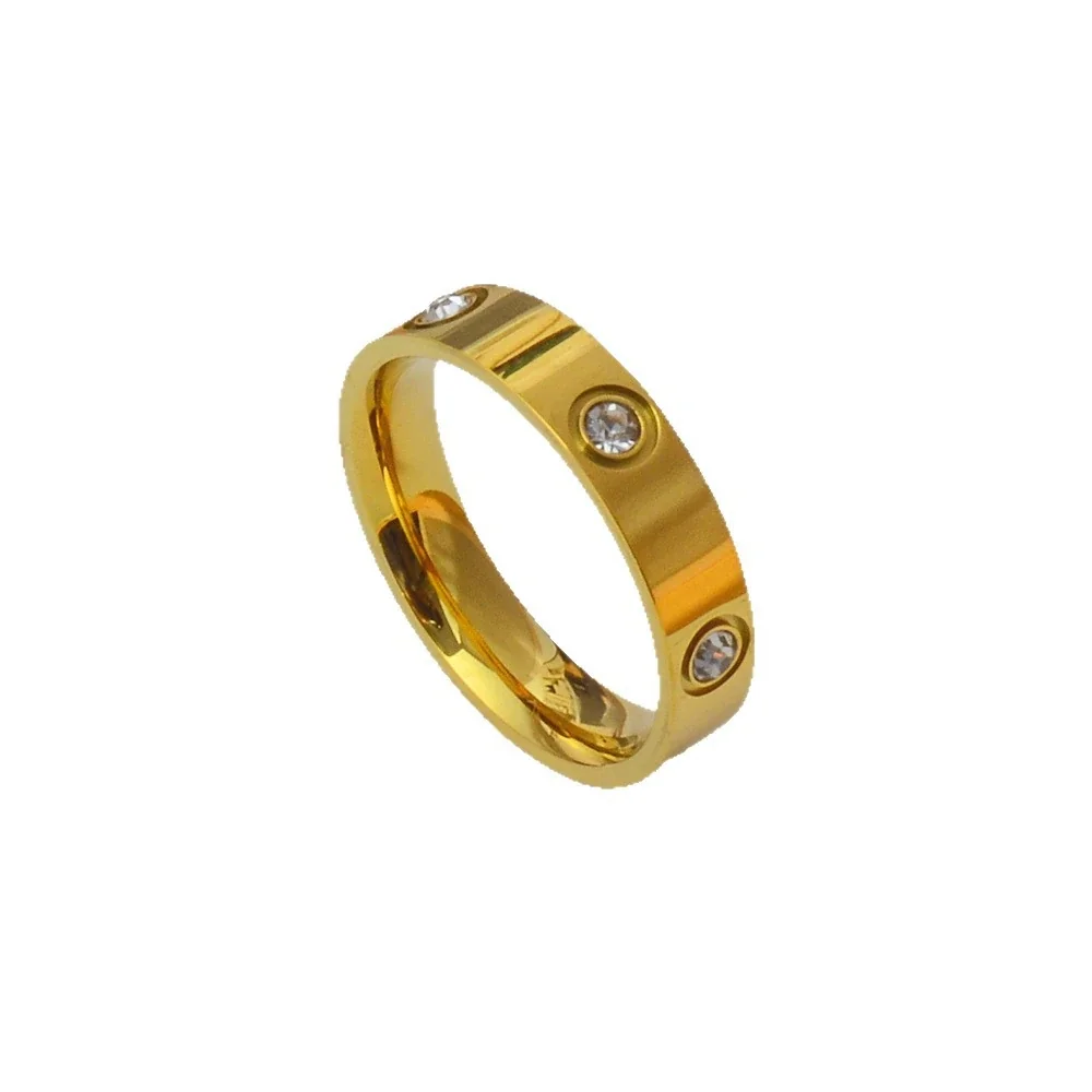 Band Ring with Bezel CZ Grooves 316 Stainless Steel PVD