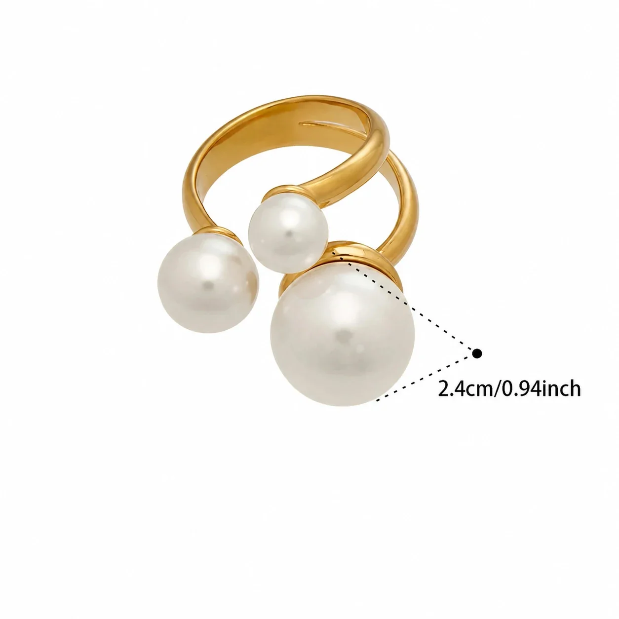 Sculptural Pearl-Effect 18K Gold-Plated 316 Open Ring - Gold Open Pearl
