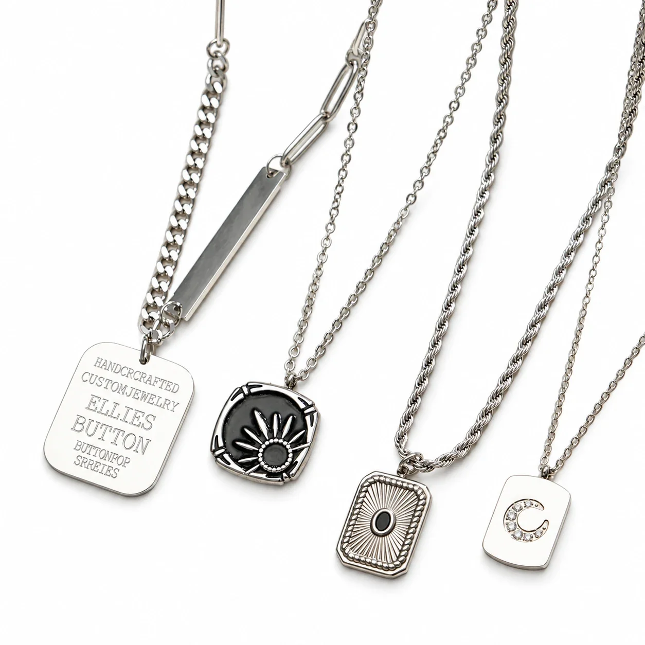 Geometric Moon Pendant Necklace in 18K Gold PVD Steel