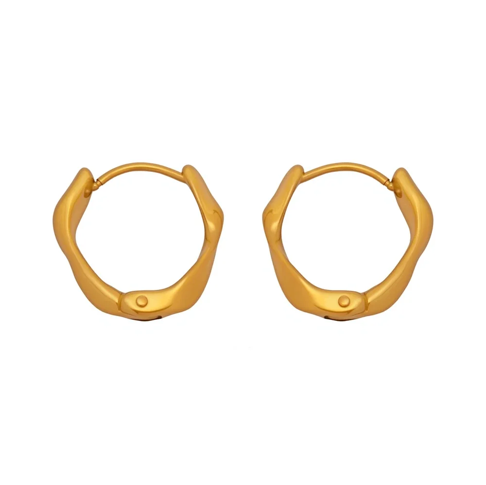 Sculptural Stainless Steel Twisted Latch Hoop Earrings