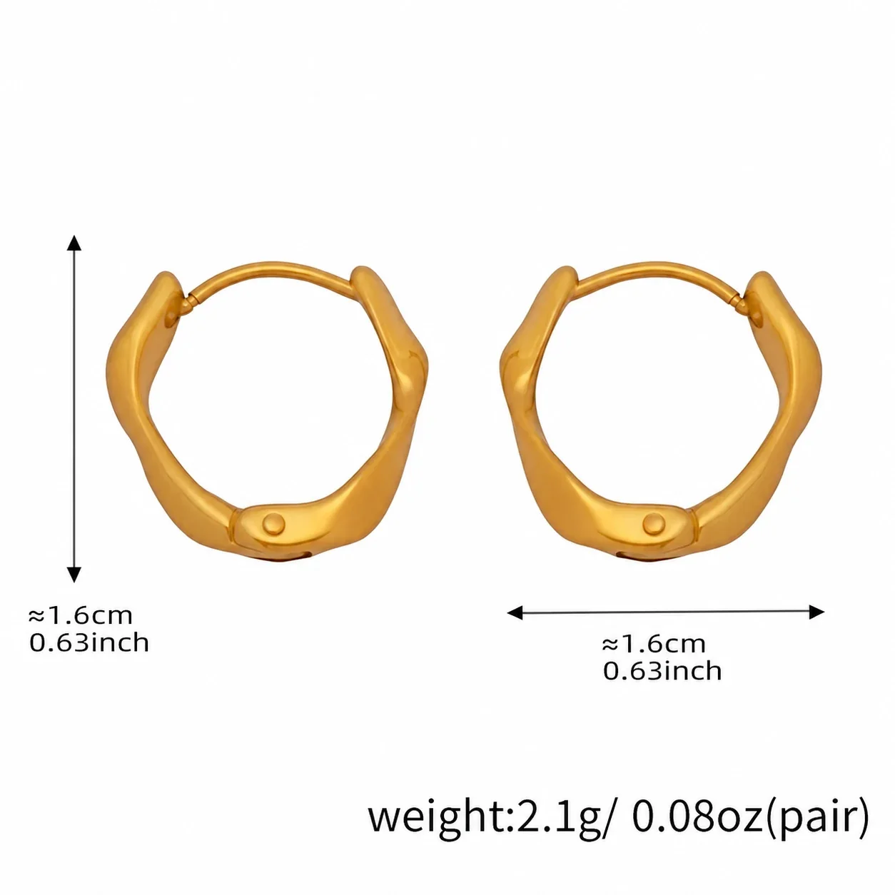 Sculptural Stainless Steel Twisted Latch Hoop Earrings - Gold