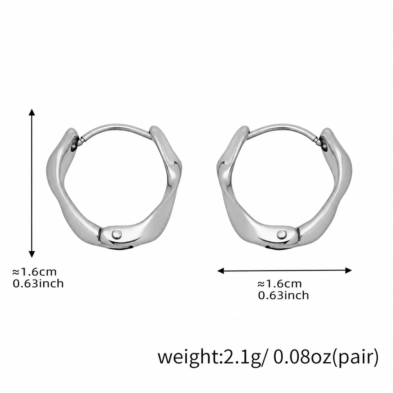 Sculptural Stainless Steel Twisted Latch Hoop Earrings - Silver