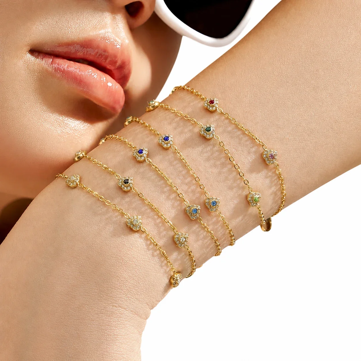 Dainty 316L Heart CZ Cable Chain Jewelry Set