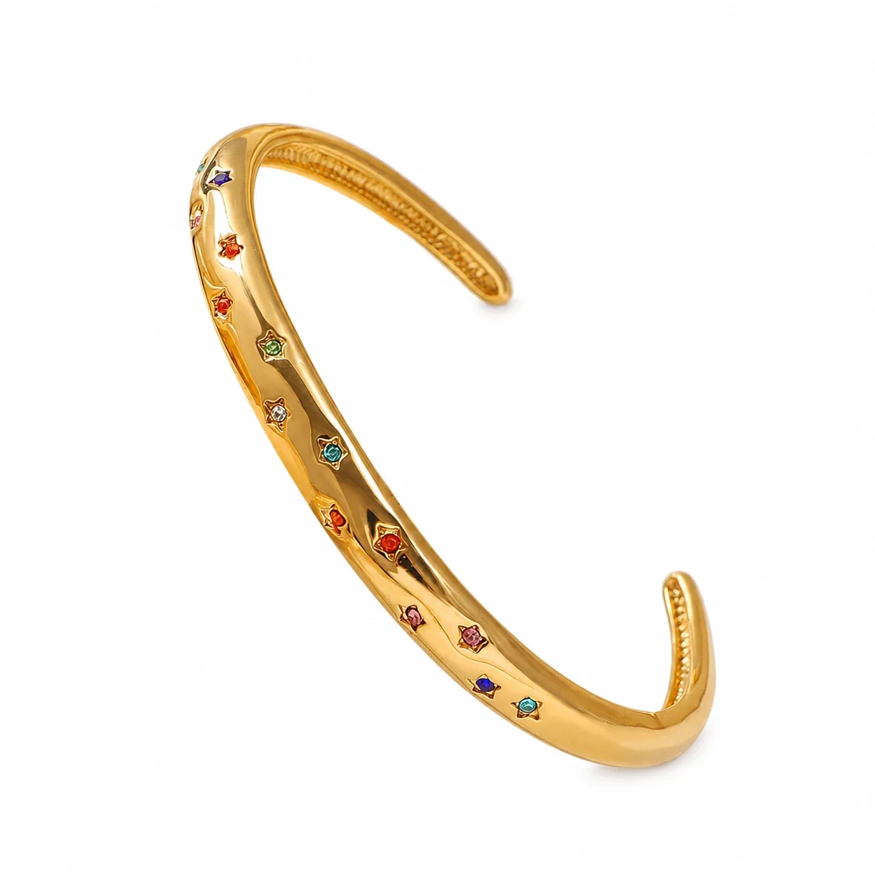Radiant 18K Gold-Plated Star-Set Crystal Cuff Bracelet