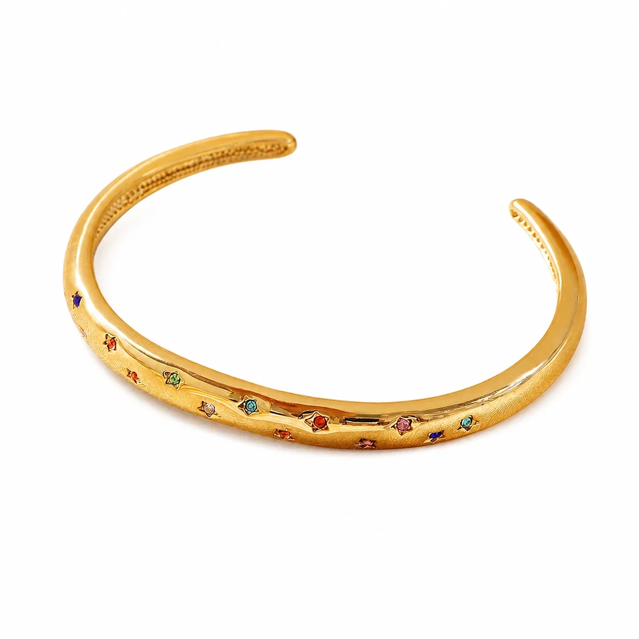Radiant 18K Gold-Plated Star-Set Crystal Cuff Bracelet