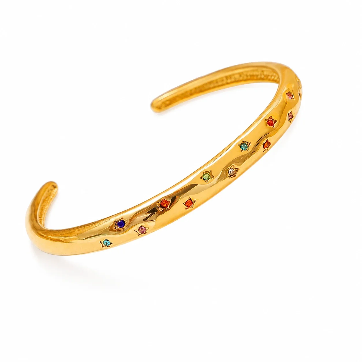 Radiant 18K Gold-Plated Star-Set Crystal Cuff Bracelet