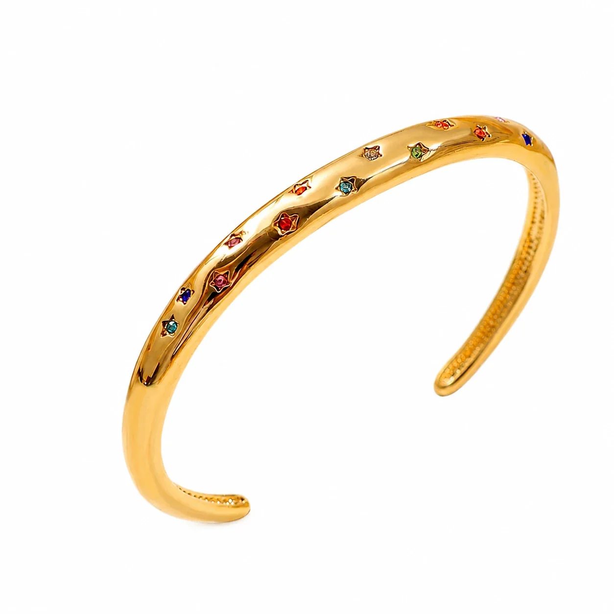 Radiant 18K Gold-Plated Star-Set Crystal Cuff Bracelet