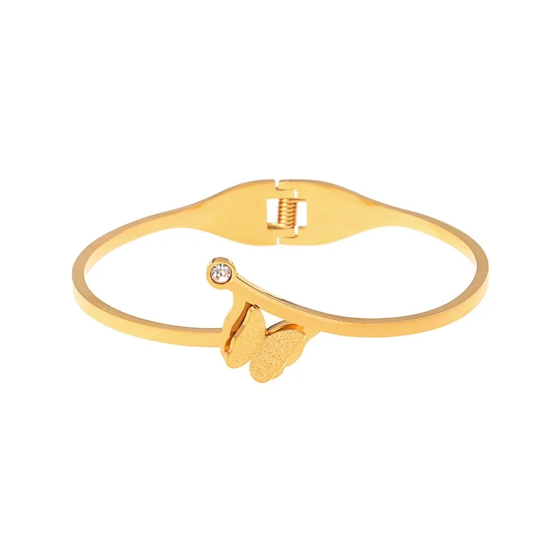 Delicate Stainless Steel Butterfly Cuff Bangle